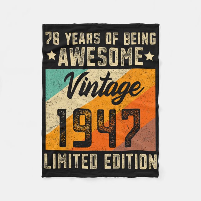 78:e födelsedag Manar 78 ÅRS ÅLDER Begränsada 1947 Fleecefilt (Framsidan)