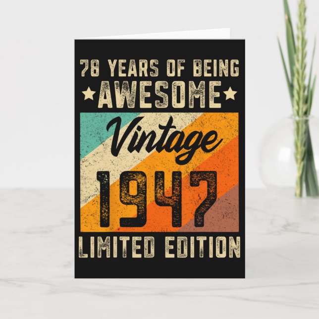 78:e födelsedag Manar 78 ÅRS ÅLDER Begränsada 1947 Kort (Framsida)