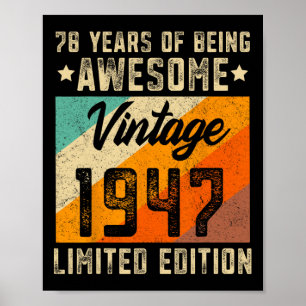 78:e födelsedag Manar 78 ÅRS ÅLDER Begränsada 1947 Poster