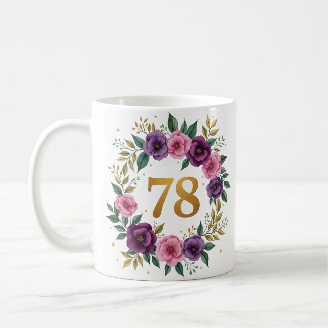 78:e födelsedag Mugg - Blommigt Utandning med anta (Vänster)