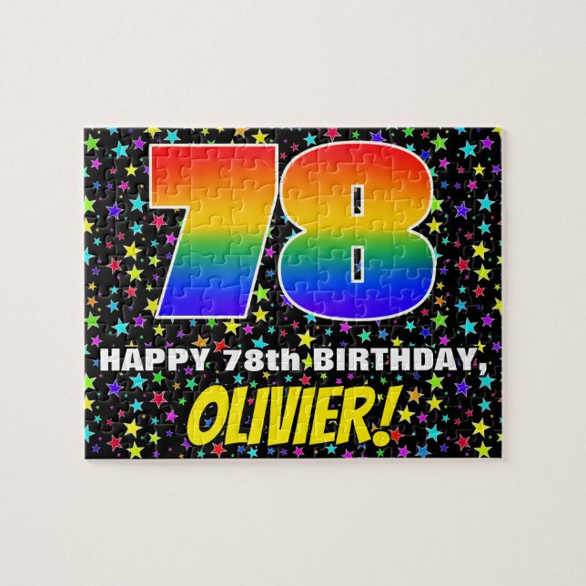 78:e födelsedag - Roligt, färgstark stjärna Fält M Pussel (Horisontell)