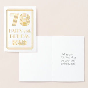 78:e födelsedagen - Art Deco Inspired Titta "78" o Folierat Kort