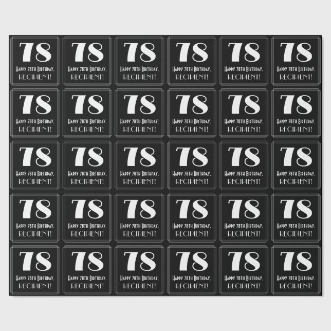 78:e födelsedagen - Art Deco Inspired Titta "78",  Presentpapper (Seam)