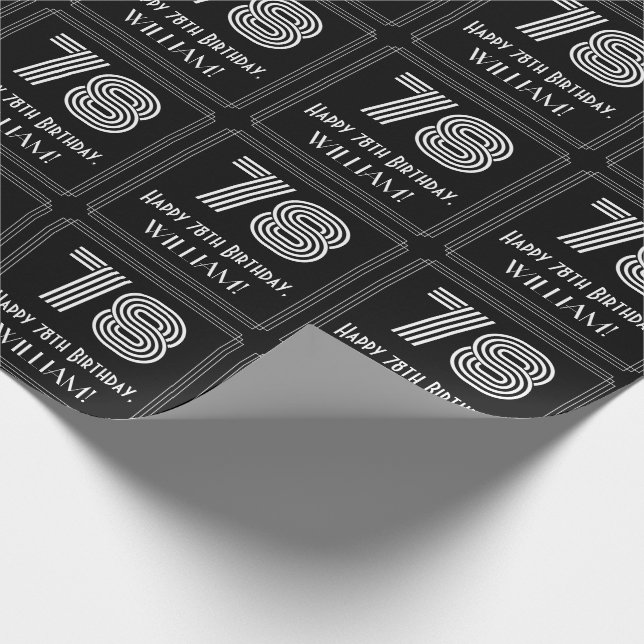 78:e födelsedagen: Art Deco Inspired Titta "78" w/ Presentpapper (Hörn)