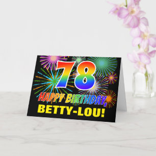 78:e födelsedagen: Fet, Roligt, Fireworks, Regnbåg Kort