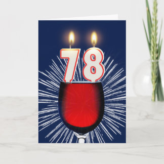 78:e födelsedagen med vin och ljus kort