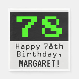 78:e födelsedagen - Nerdy/Geeky Stil "78" och Namn Pappersservett