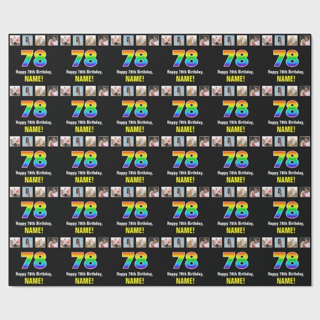 78:e födelsedagen: Regnbåge "78"; Anpassningsbar F Presentpapper (Seam)