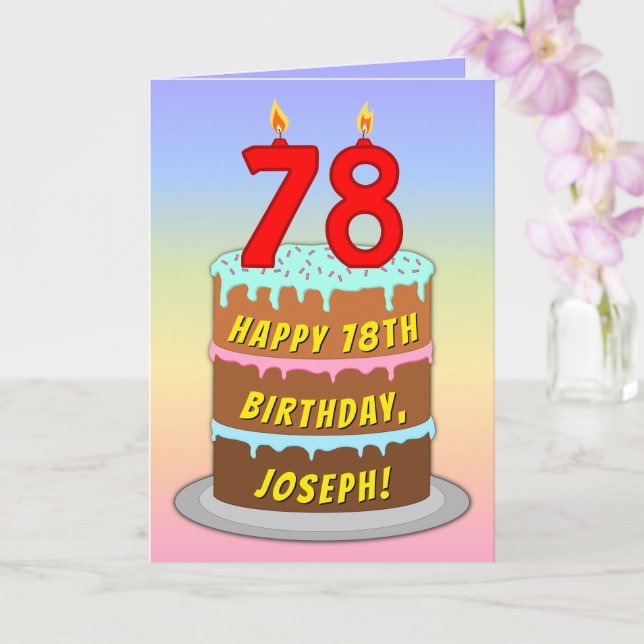 78:e födelsedagen - Roligt Cake & Candles, med ege Kort (Orkide)