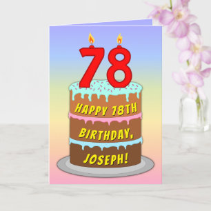 78:e födelsedagen - Roligt Cake & Candles, med ege Kort