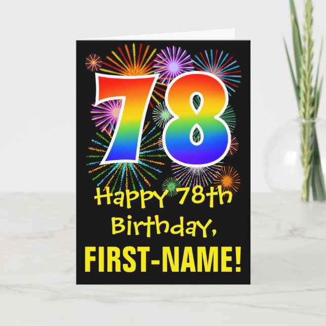78:e födelsedagen: Roligt Fireworks Mönster + Rain Kort (Framsida)