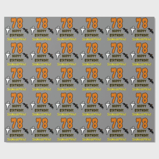 78:e födelsedagen: Spooky Halloween Theme, eget na Presentpapper (Platt)