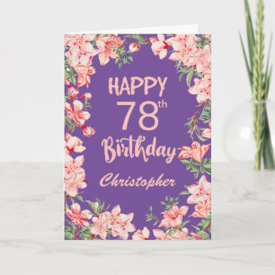 78:e Lila Rosa Peach Watercolor Blommigt Kort