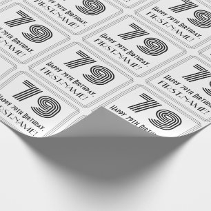 79-årsdag: Art Deco Inspirerad stil "79" + Namn Presentpapper
