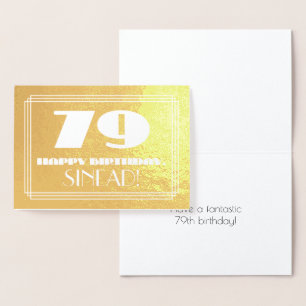 79-årsdag: Namn + Art Deco Inspirerad Utformning " Folierat Kort