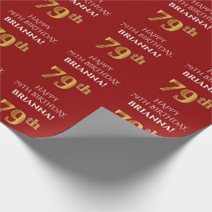 79:e födelsedag: Elegant, rött, Faux Guld-utseende Presentpapper