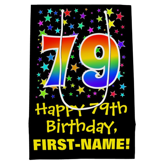 79:e födelsedag: Färga stjärnor Mönster och regnbå (Baksidan)