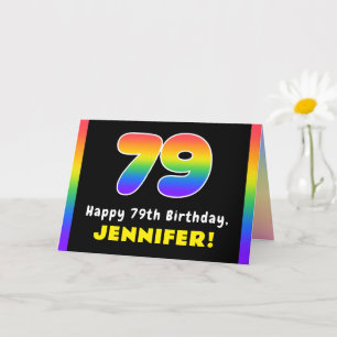 79:e födelsedag: Färgfullt regnbåge nr 79, anpassa Kort