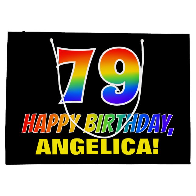 79:e födelsedag: fetstil, Roligt, enkel, regnbåge  (Baksidan)