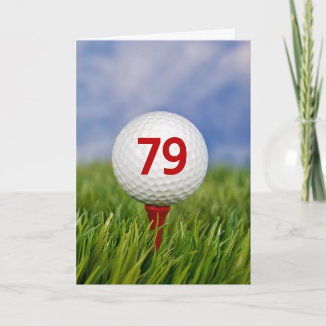 79:e födelsedag Golf Boll på Röd tee Kort (Framsida)
