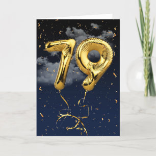 79:e födelsedag Guld Mylar Balloon och Konfetti-ko Kort