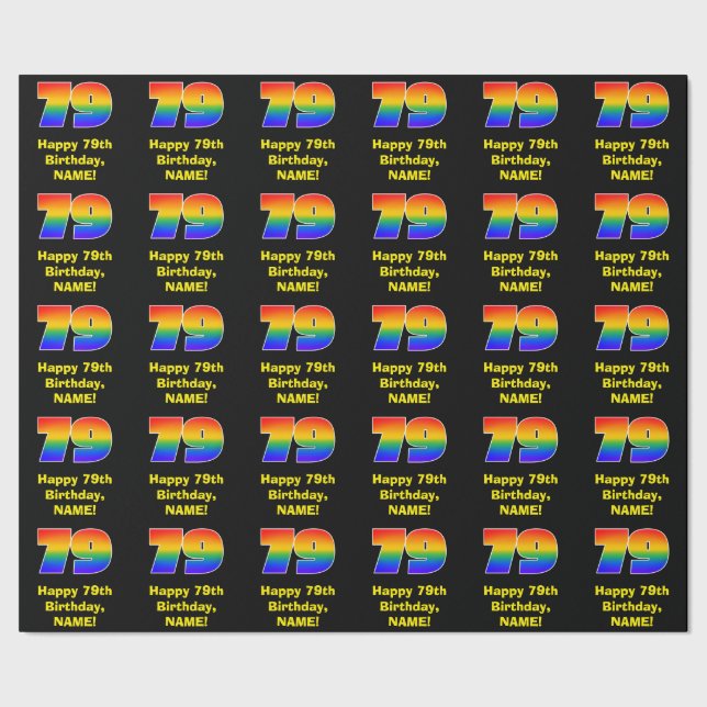 79:e födelsedag: Roligt, färgstark regnbåge inspir Presentpapper (Seam)