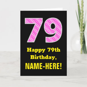 79:e födelsedag: Rosa Rand och örter "79" + Namn Kort
