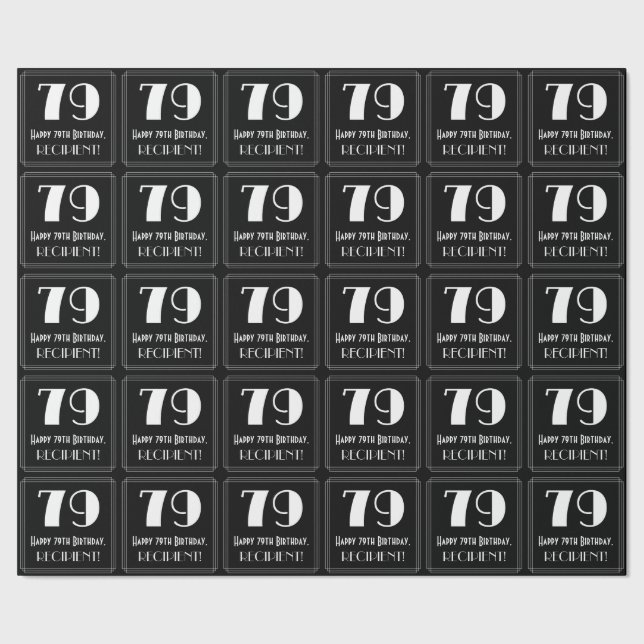 79:e födelsedagen - Art Deco Inspired Titta "79",  Presentpapper (Seam)