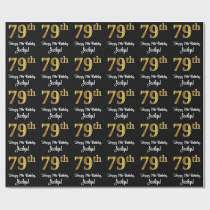 79:e födelsedagen: Elegant Luxurious Faux Guld Tit Presentpapper