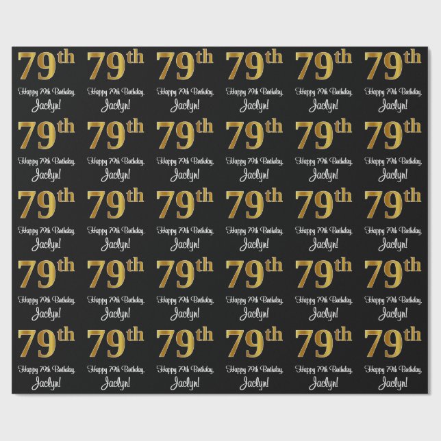 79:e födelsedagen: Elegant Luxurious Faux Guld Tit Presentpapper (Platt)