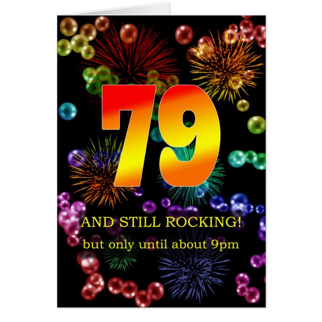 79:e födelsedagen fortfarande i raketläge hälsningskort (Framsidan)