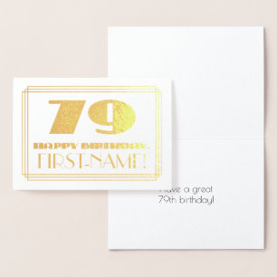 79:e födelsedagen; Namn + Art Deco Inspired (79) Folierat Kort