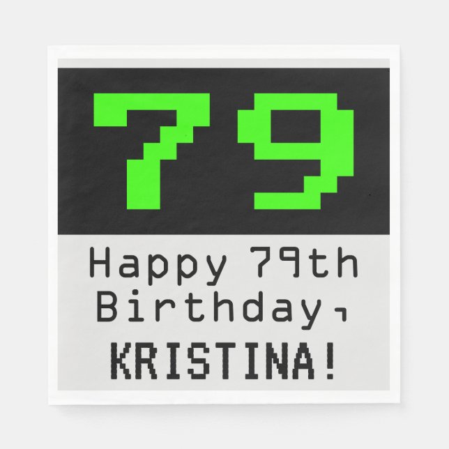 79:e födelsedagen - Nerdy/Geeky Stil "79" och Namn Pappersservett (Framsidan)