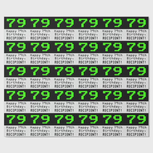 79:e födelsedagen - Nerdy/Geeky Stil "79" och Namn Presentpapper (Platt)