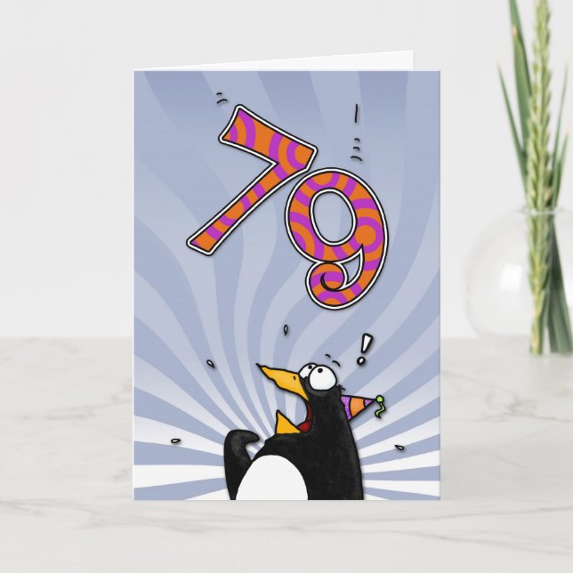 79:e födelsedagen - Penguin-överraskningskort Kort (Framsida)