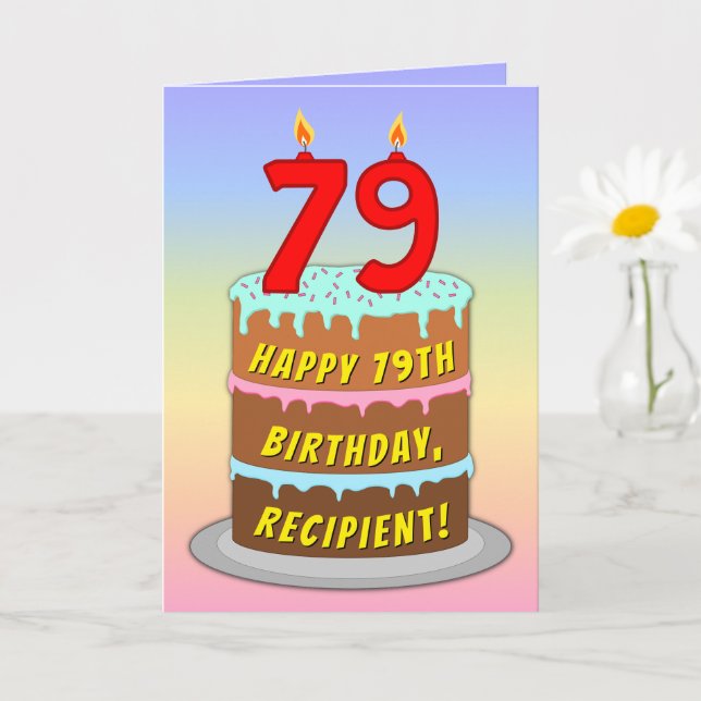 79:e födelsedagen - Roligt Cake & Candles, med ege Kort (Liten växt)