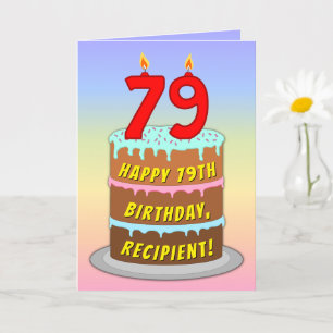 79:e födelsedagen - Roligt Cake & Candles, med ege Kort
