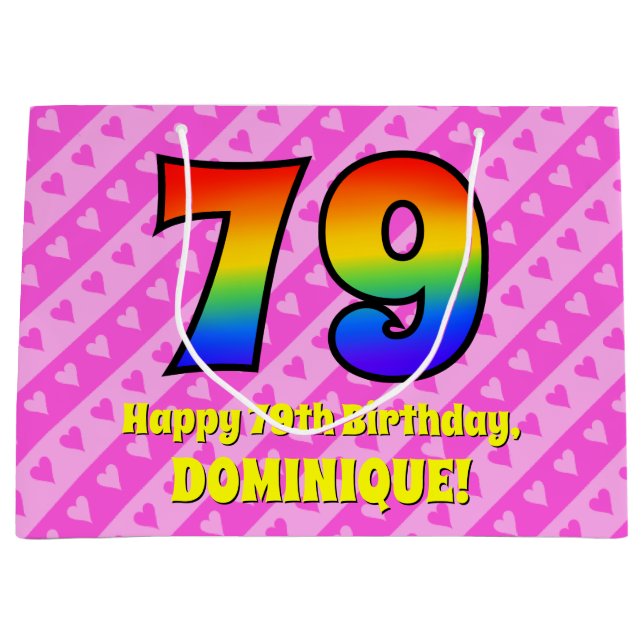 79:e födelsedagen: Rosa Rand & Hearts, regnbåge nr (Framsidan)