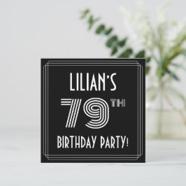 79:e Födelsedagsfesten: Art Deco Stil med eget nam Inbjudningar