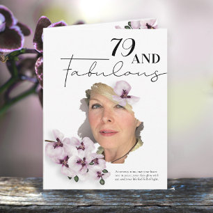 79 & Fantastisk Orchidé Foto Födelsedagsgratulatio Kort