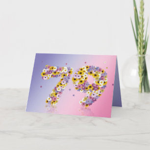 79th födelsedagkort med blommiga brev kort