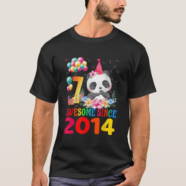 7 7Th Panda Awesome Since 2014 T Shirt (Framsida)