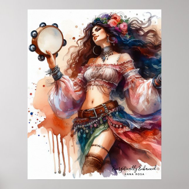 *~* 7 A100 Psychic Boho Gypsy Tambourine Dancer Poster (Framsidan)