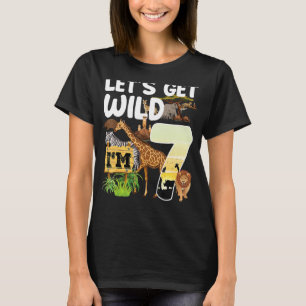 7 Ålder Zoo Birthday Safari Jungle Animal 7:e B T Shirt