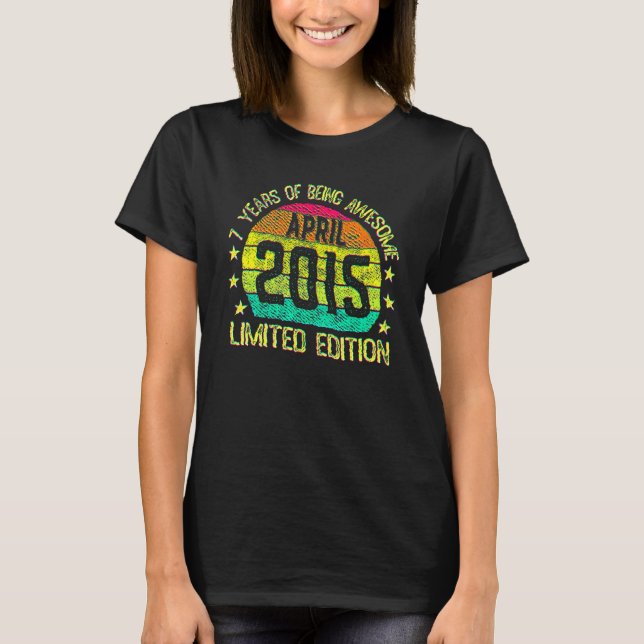 7 Ålderapril 2015 7:e födelsedag 1 T Shirt (Framsida)