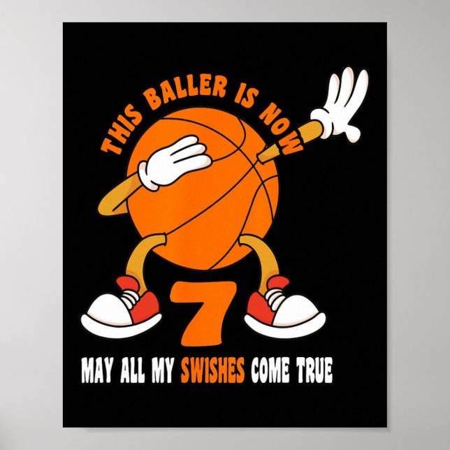 7 Åldersdag Lycklig 7:e Basketball 7:e Poster (Framsidan)