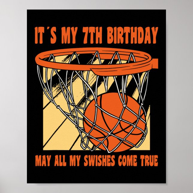 7 Åldersdag Lycklig 7:e Basketball 7:e Poster (Framsidan)