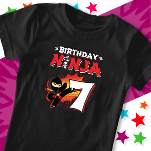 7 Åldersdag Tecknad Bok Stil Ninja 7:e T Shirt