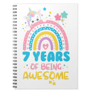 7 ÅR av Fantastisk Rainbow 7:e Birthday Unic Anteckningsbok