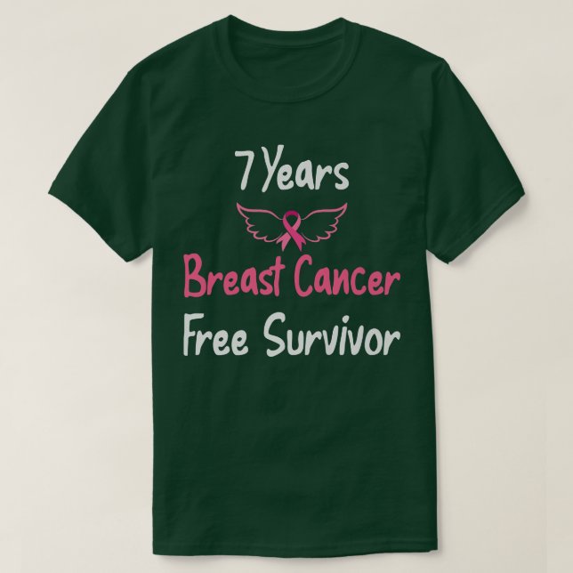7 år Breast Cancer Free Rosa Breast Cancer Surv T Shirt (Design framsida)